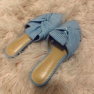 Lc Lauren Conrad blue and white stripe mules